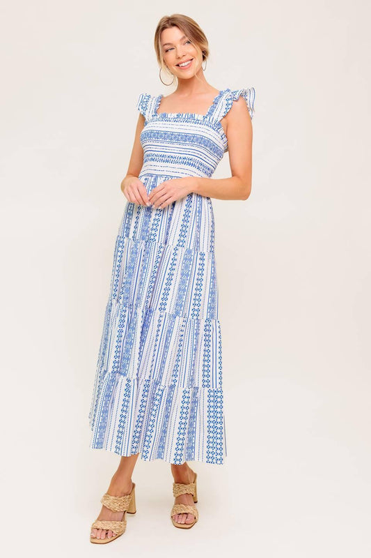 MIDSUMMER PETALS WOVEN MIDI DRESS