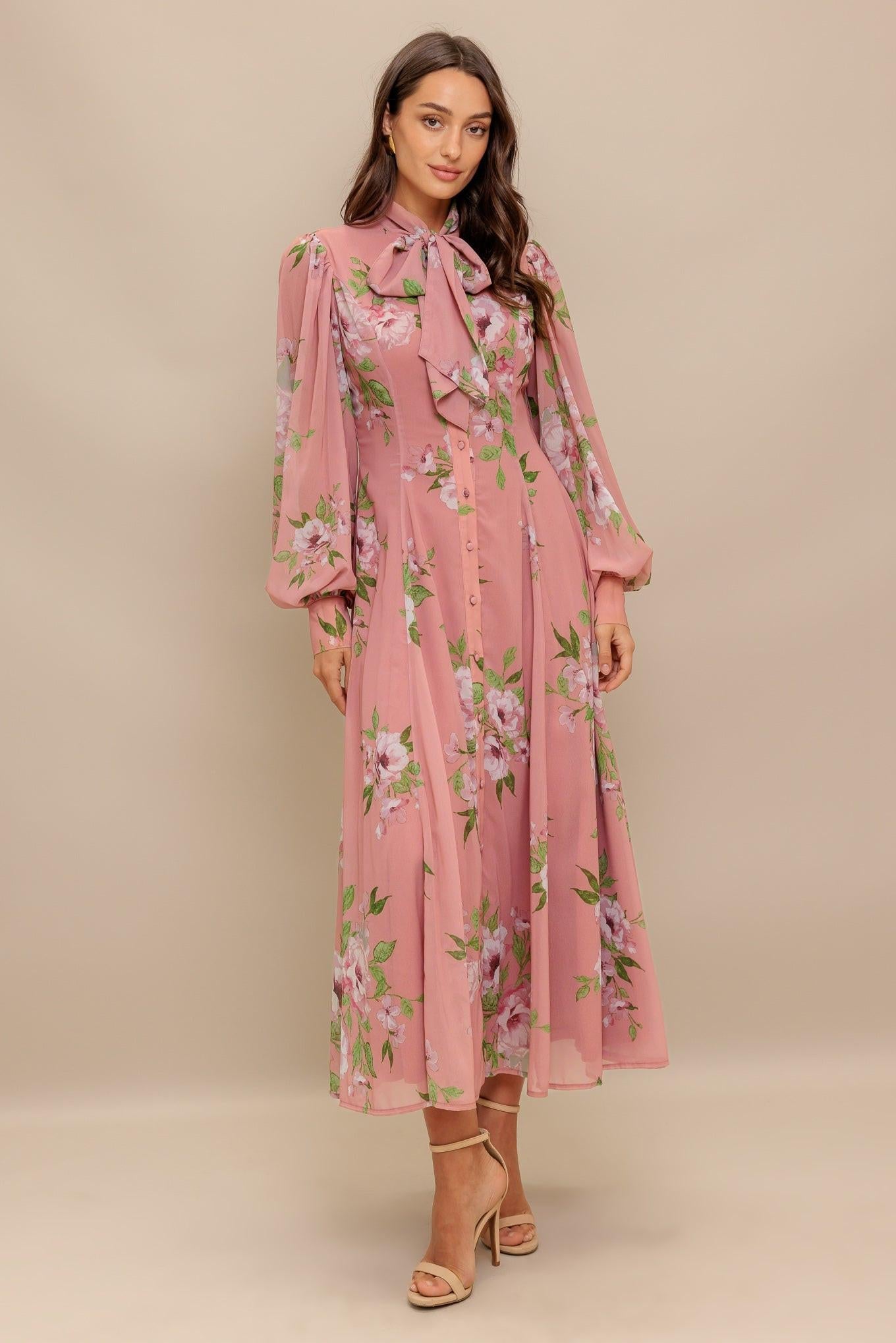 BLUSH BOTANICA WOVEN MIDI DRESS