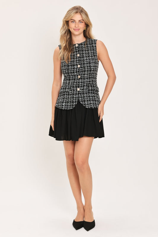 MODERN ICON TWEED WOVEN MINI DRESS