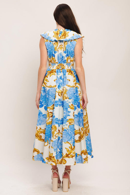 BAROQUE BLOOM WOVEN MIDI DRESS