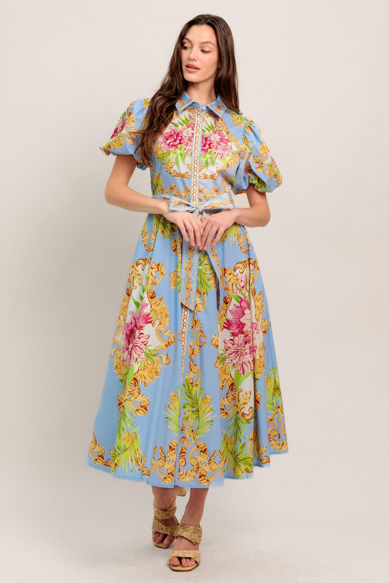 BLUE PALACE WOVEN MIDI DRESS