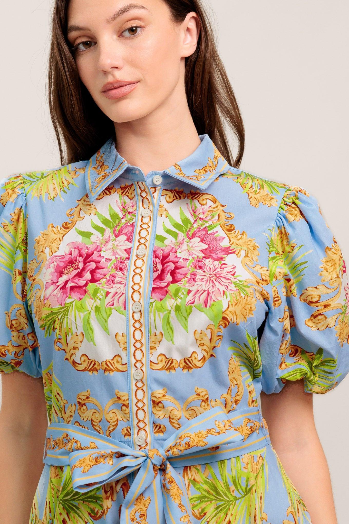 BLUE PALACE WOVEN MIDI DRESS