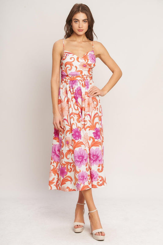 VACAY BLOOM WOVEN MIDI DRESS