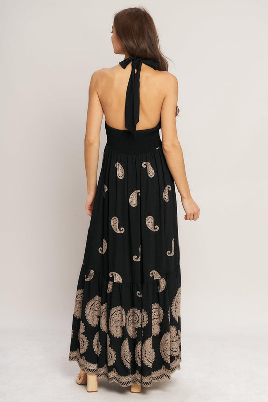 MIDNIGHT CHARM WOVEN MIDI DRESS