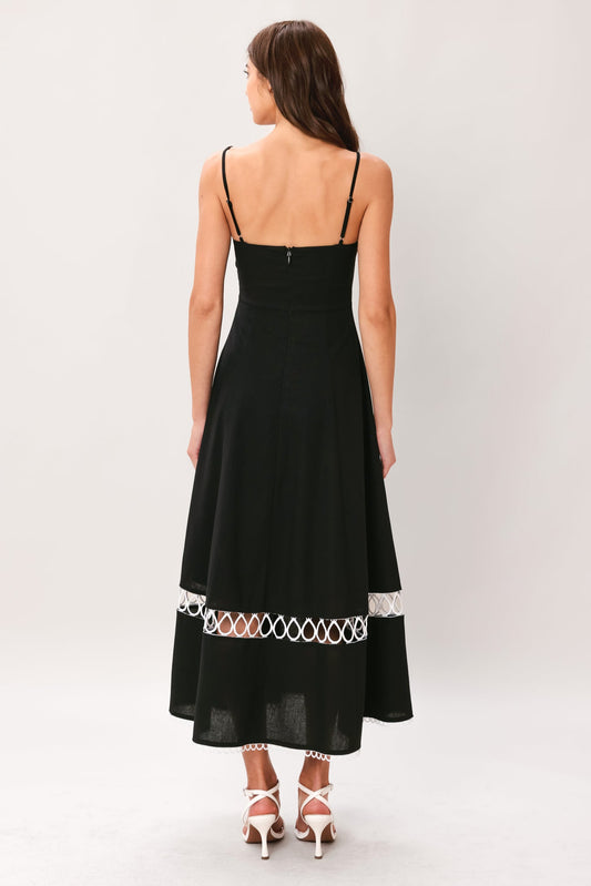 NOIR WHISPER WOVEN MIDI DRESS