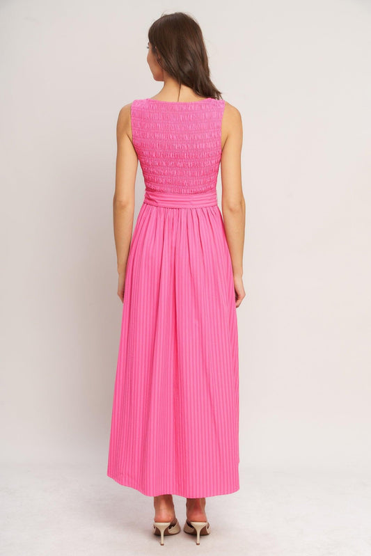 PINK RADIANCE WOVEN MIDI DRESS