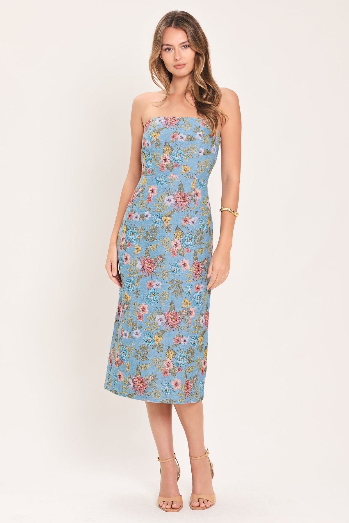 CELESTIAL GARDEN JACQUARD WOVEN TUBE DRESS