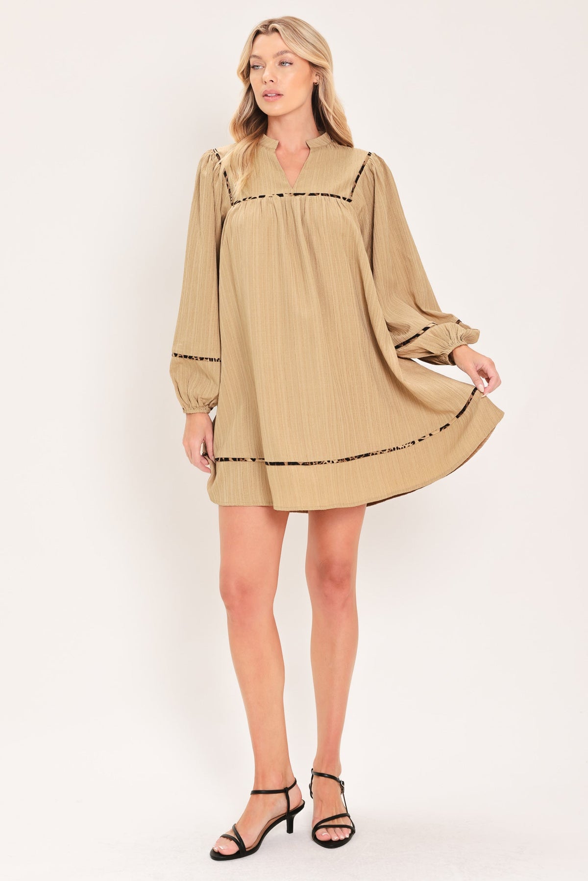 NATURAL LINEN MELODY WOVEN MINI DRESS