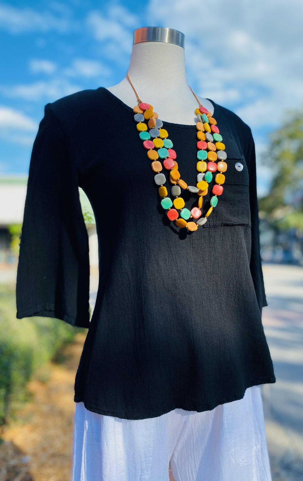 Leah Tuxedo Top with New Colors! 100% Cotton Gauze