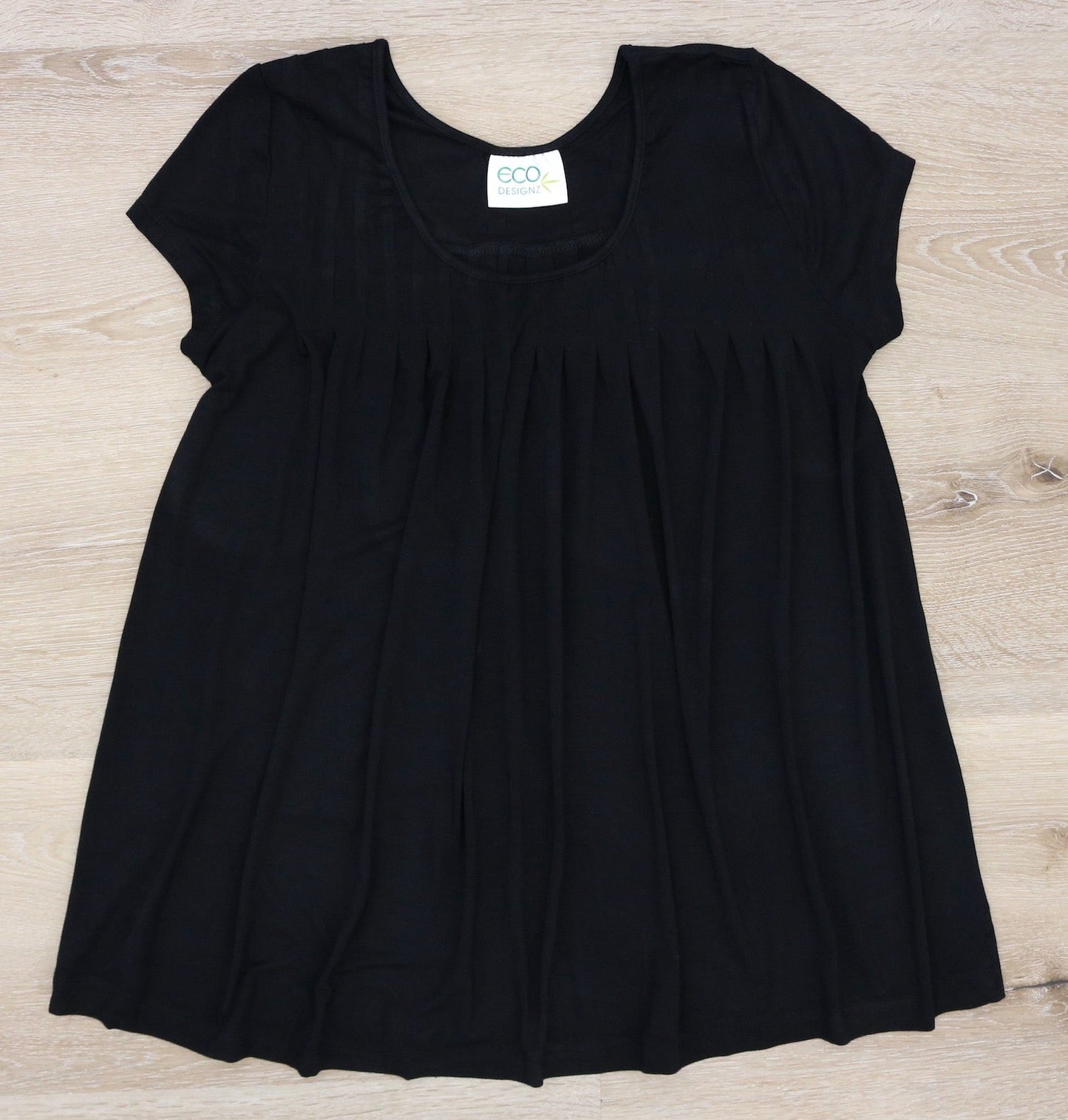Clearance Women's Bamboo Viscose Pleated Lounge Top Black
