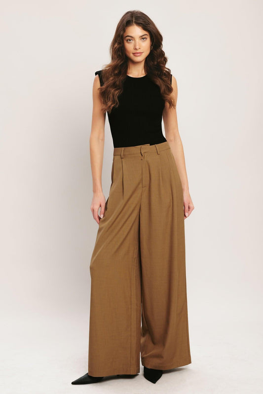 UMBER FLOW WOVEN WIDE LEG PANTS