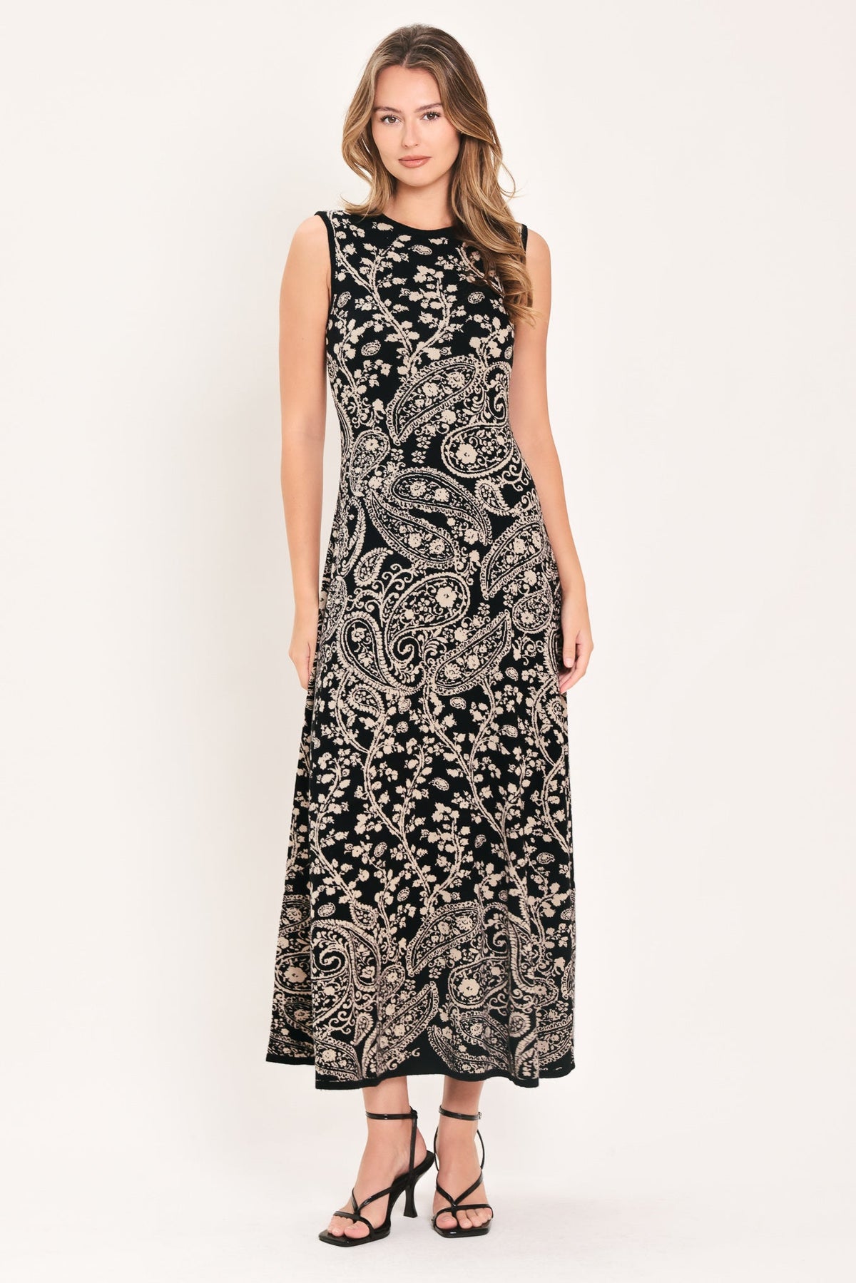 HAZEL PAISLEY EMBRACE JACQUARD SWEATER MIDI DRESS