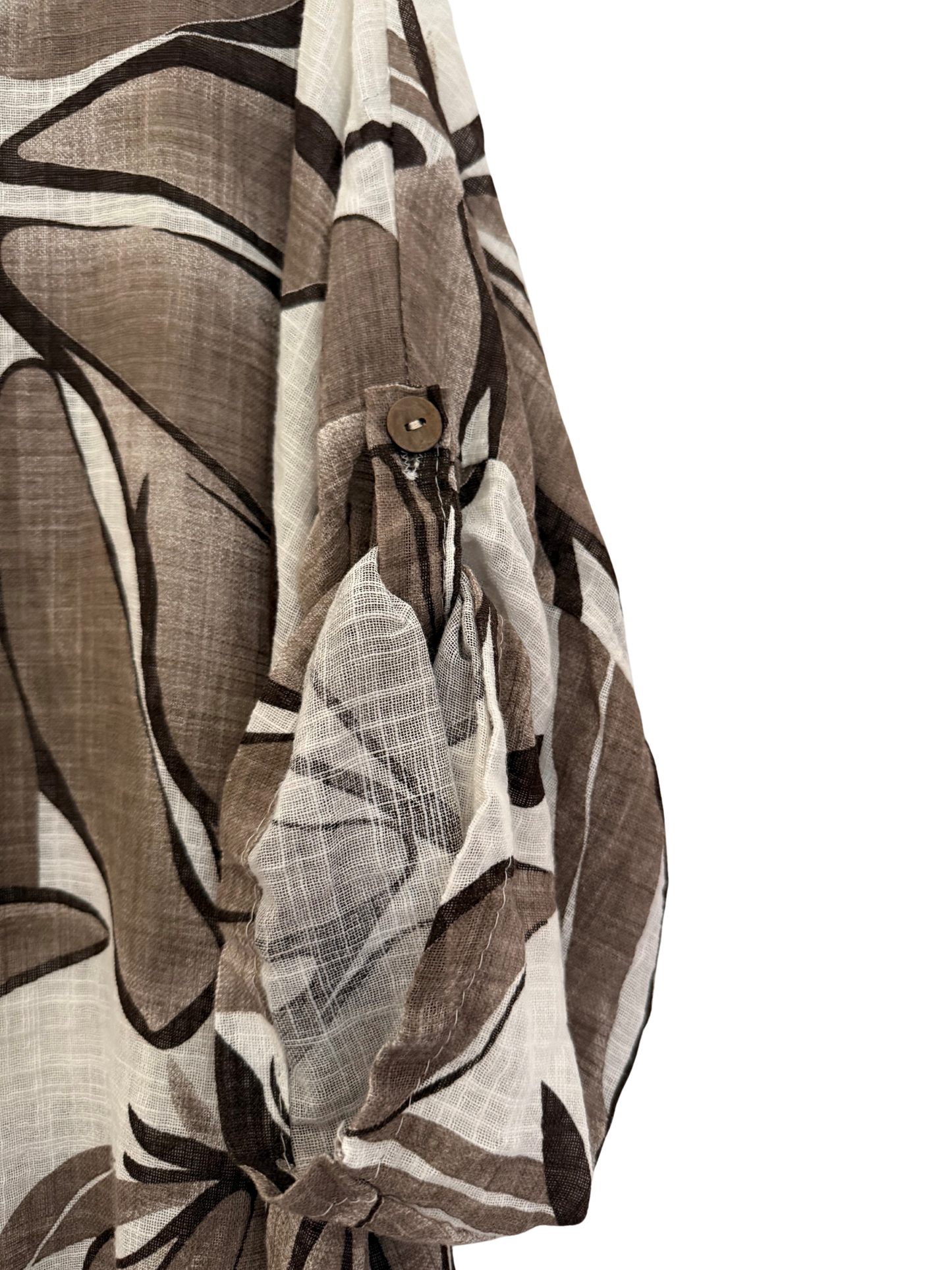 Italian Lightweight Botanical Leaf Button-Up