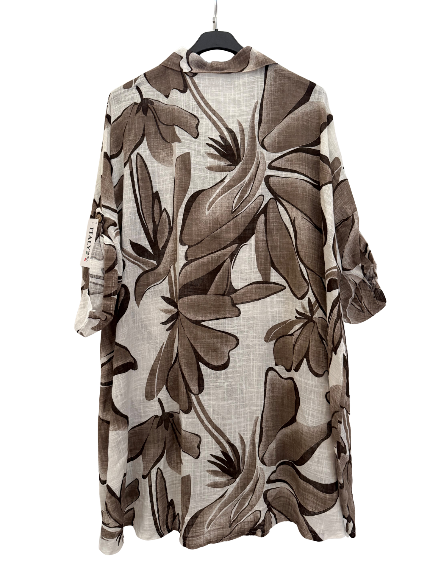 Italian Lightweight Botanical Leaf Button-Up