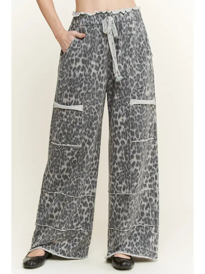 J8 J Her Plus Size Mineral Washed Cheetah Pants