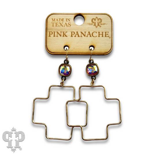 Square cross earring with Austrian crystal - LC