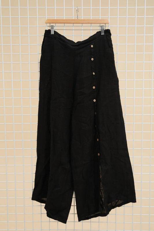 LL4 Italian Linen Wide Leg Pants with Buttons