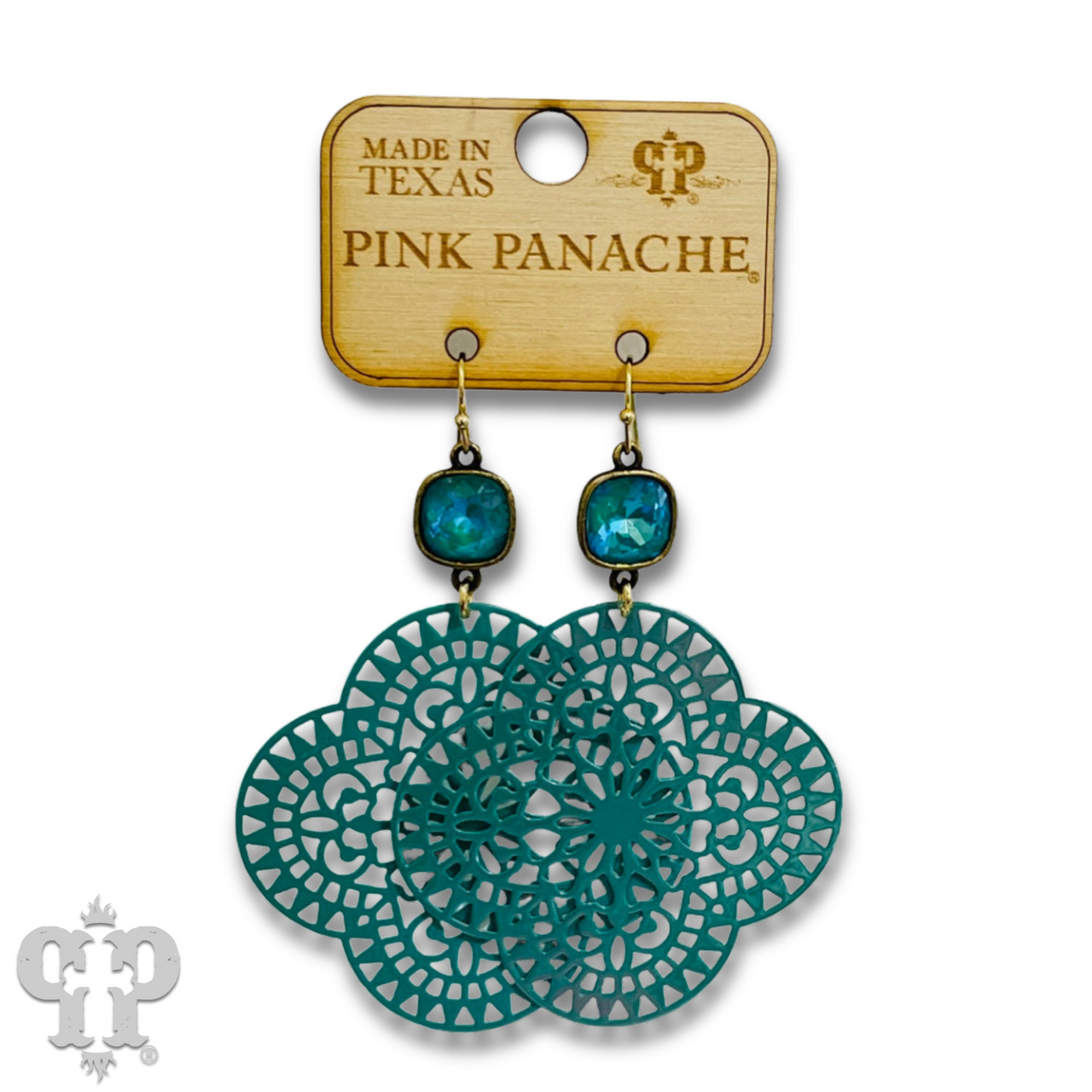 Lace design clover earring with Austrian crystal - LC