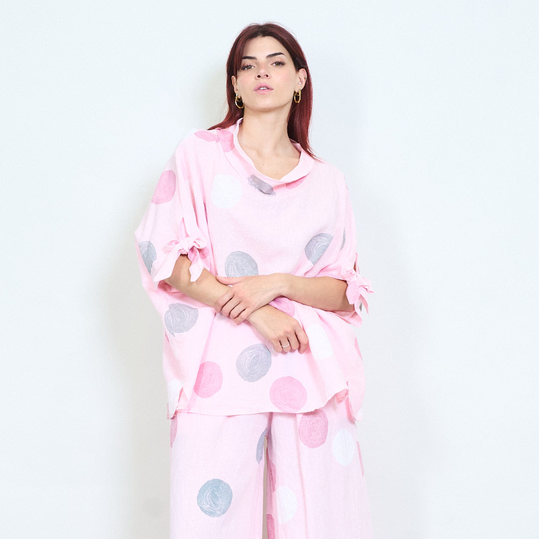 PRE-ORDERS OPEN - L1 100% Italian Linen Polka Dot Oversized Pants and Top Set