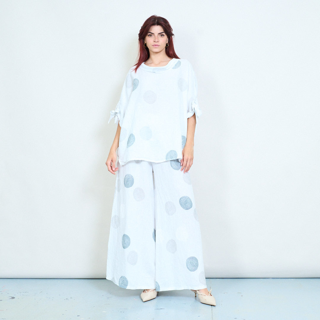 PRE-ORDERS OPEN - L1 100% Italian Linen Polka Dot Oversized Pants and Top Set