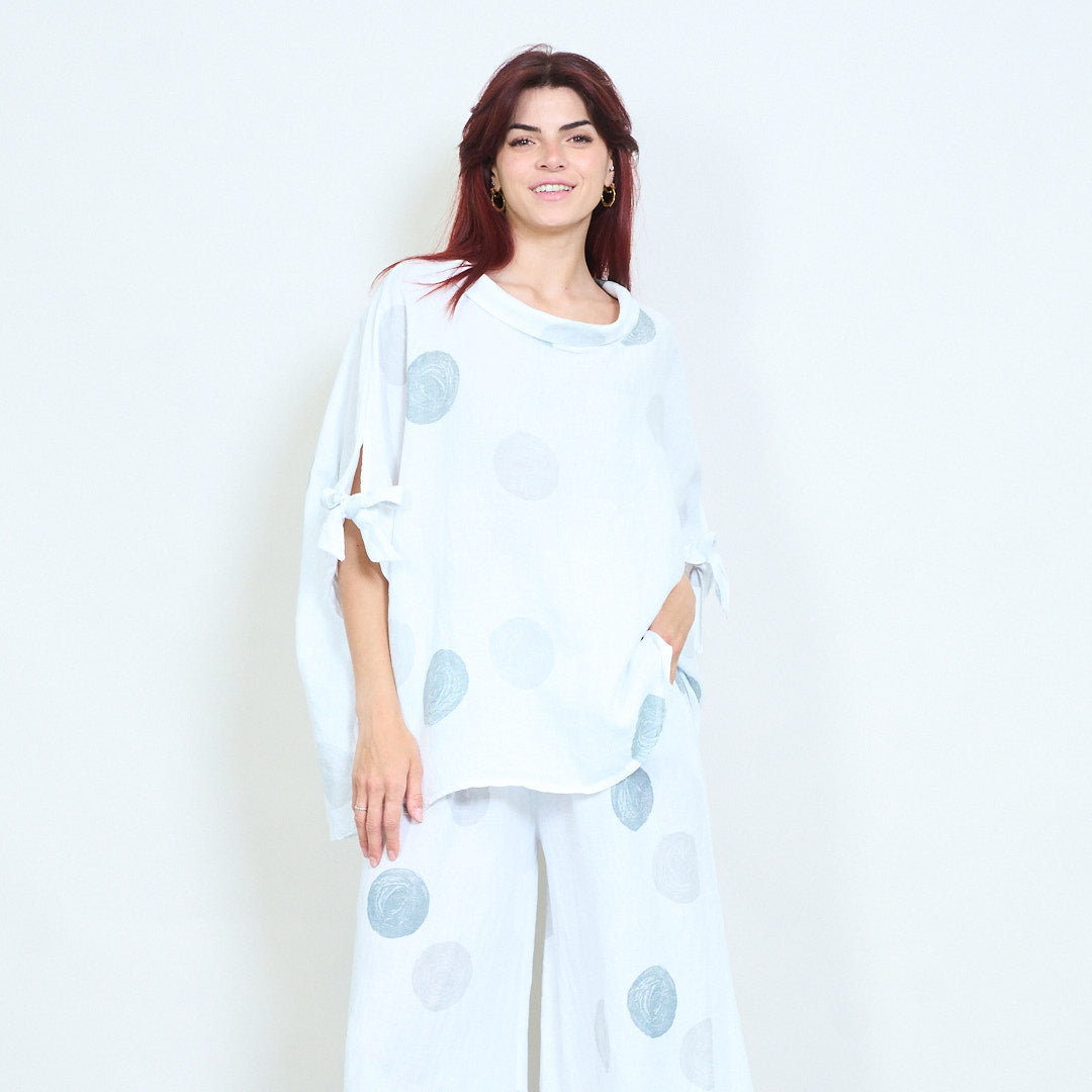 PRE-ORDERS OPEN - L1 100% Italian Linen Polka Dot Oversized Pants and Top Set