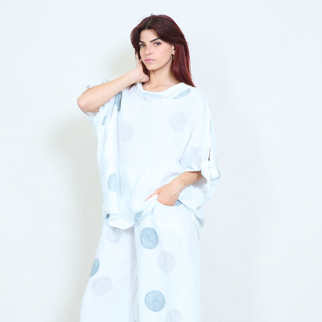 PRE-ORDERS OPEN - L1 100% Italian Linen Polka Dot Oversized Pants and Top Set