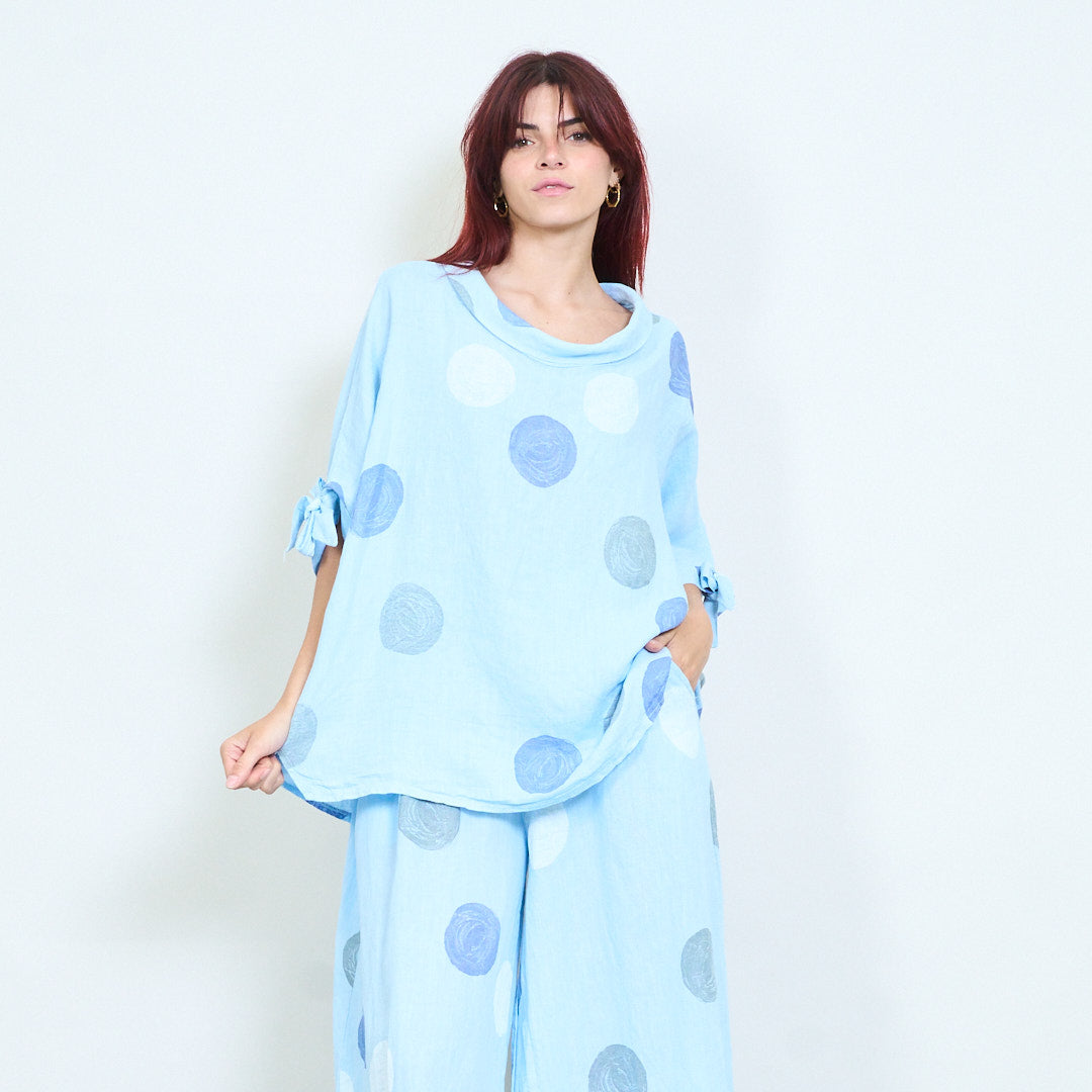 PRE-ORDERS OPEN - L1 100% Italian Linen Polka Dot Oversized Pants and Top Set