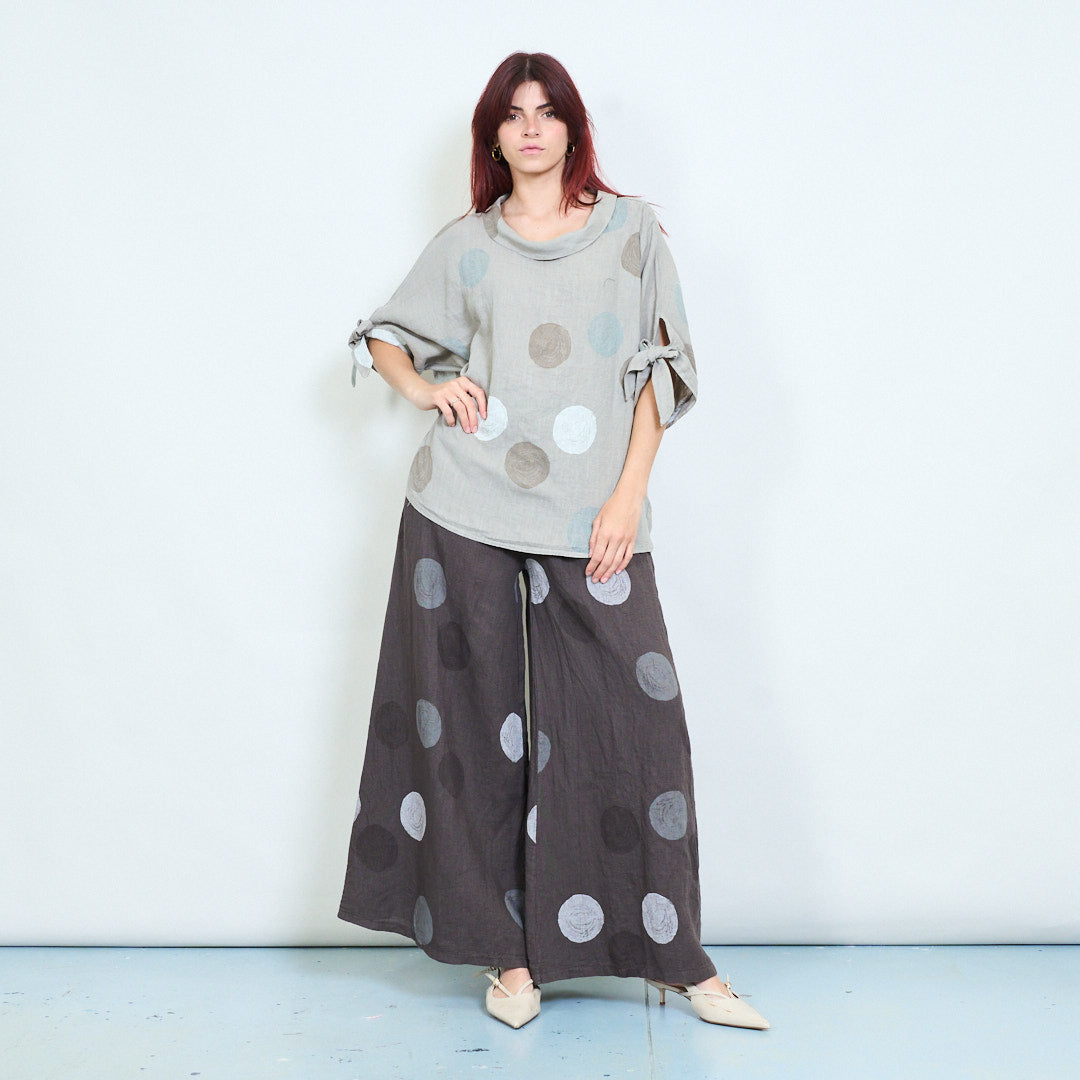 PRE-ORDERS OPEN - L1 100% Italian Linen Polka Dot Oversized Pants and Top Set