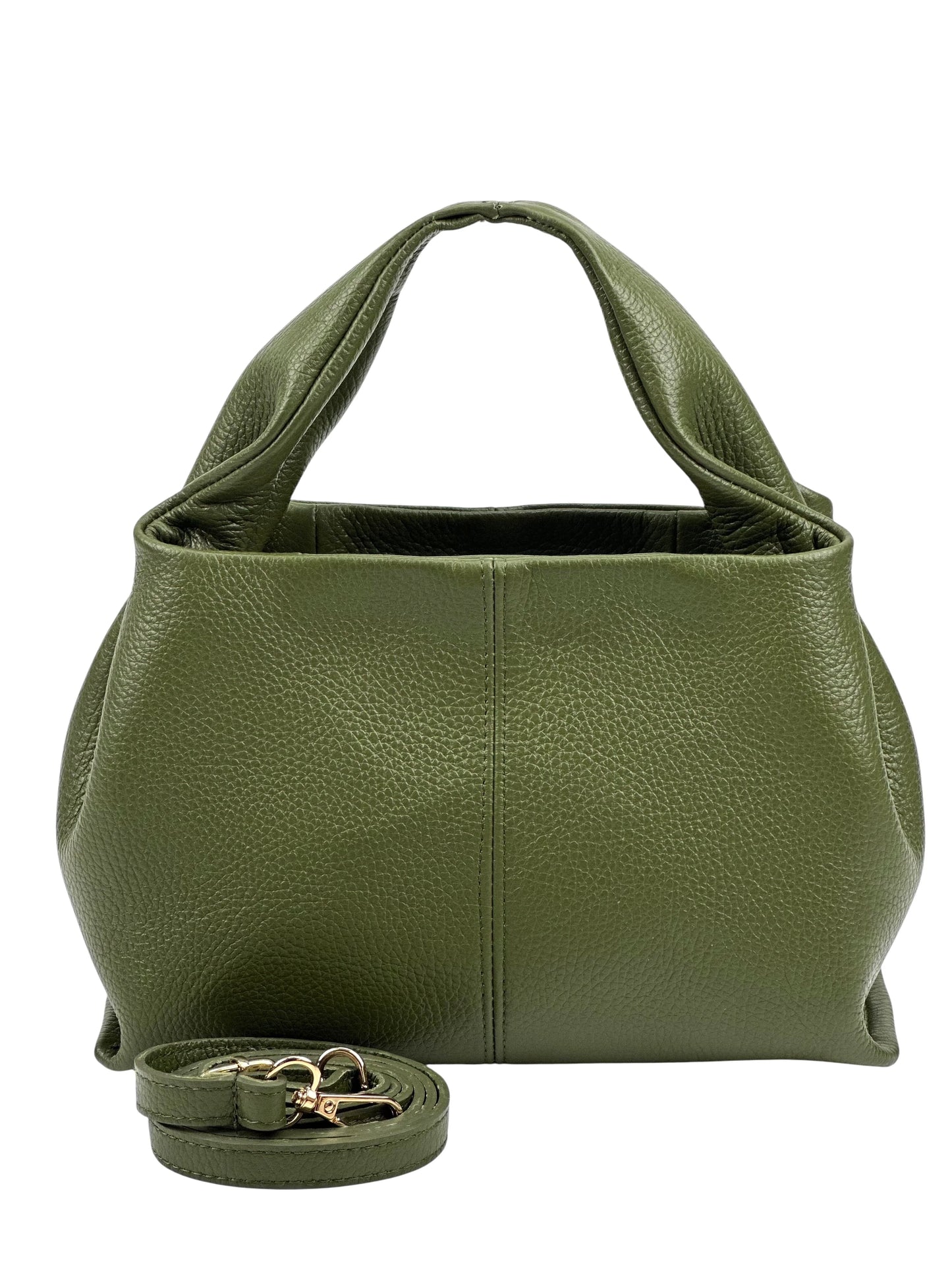 Italian Pebbled Leather Trapezoid Handbag