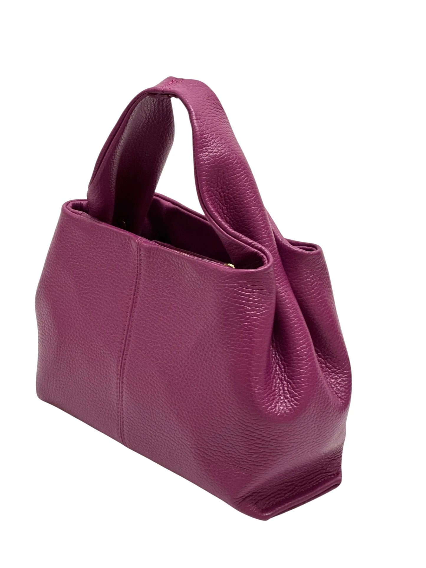 Italian Pebbled Leather Trapezoid Handbag