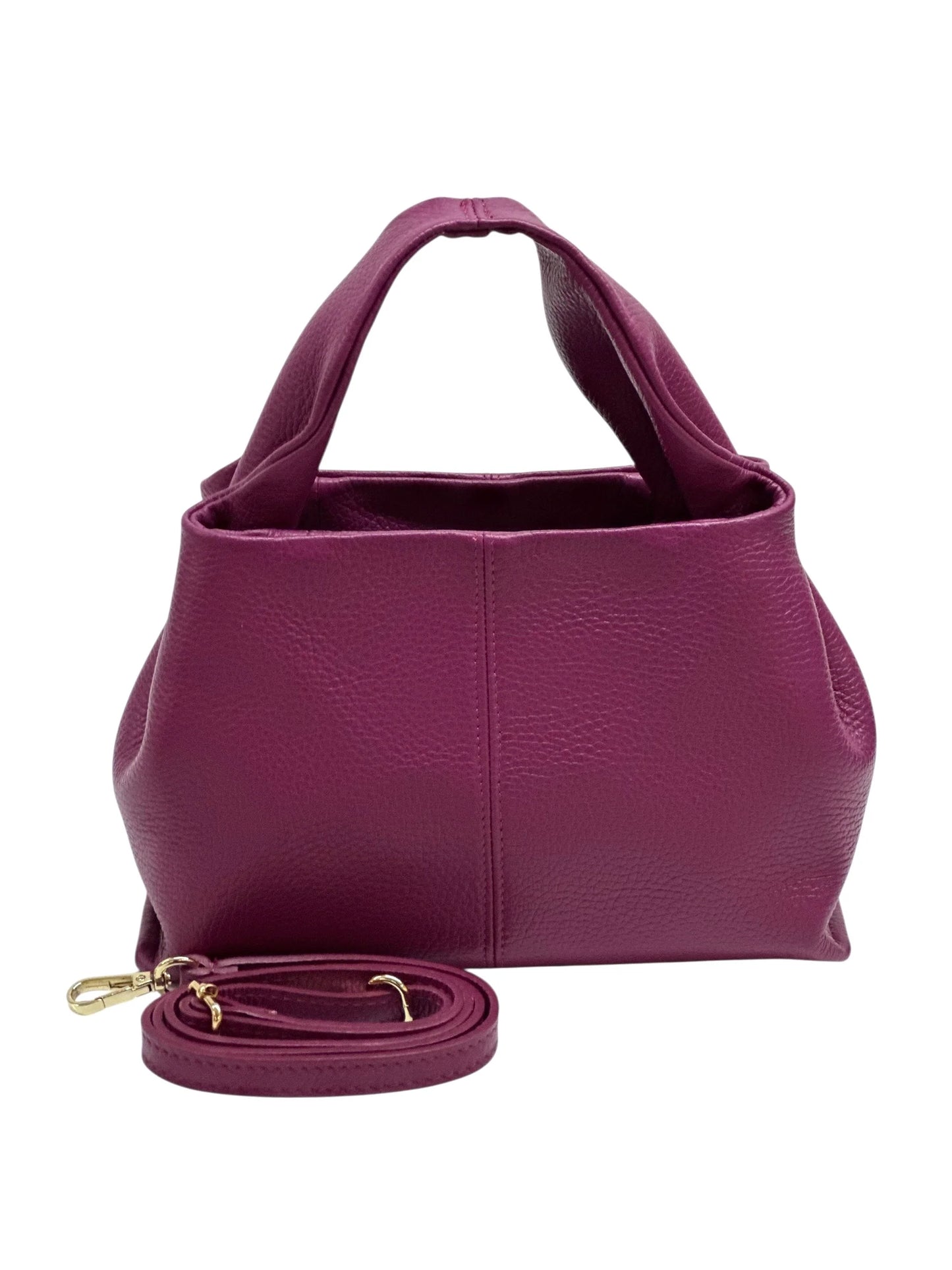 Italian Pebbled Leather Trapezoid Handbag