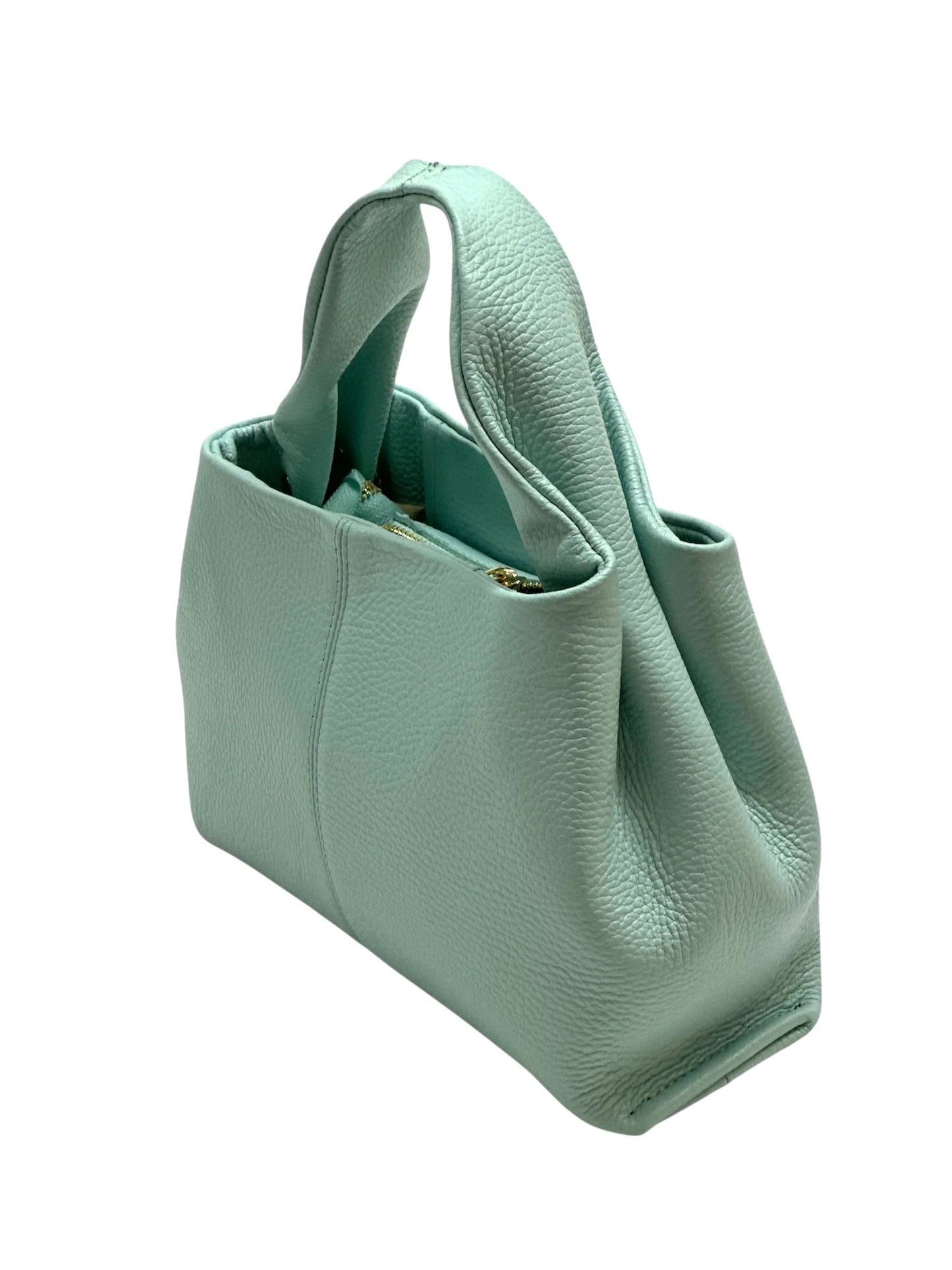 Italian Pebbled Leather Trapezoid Handbag