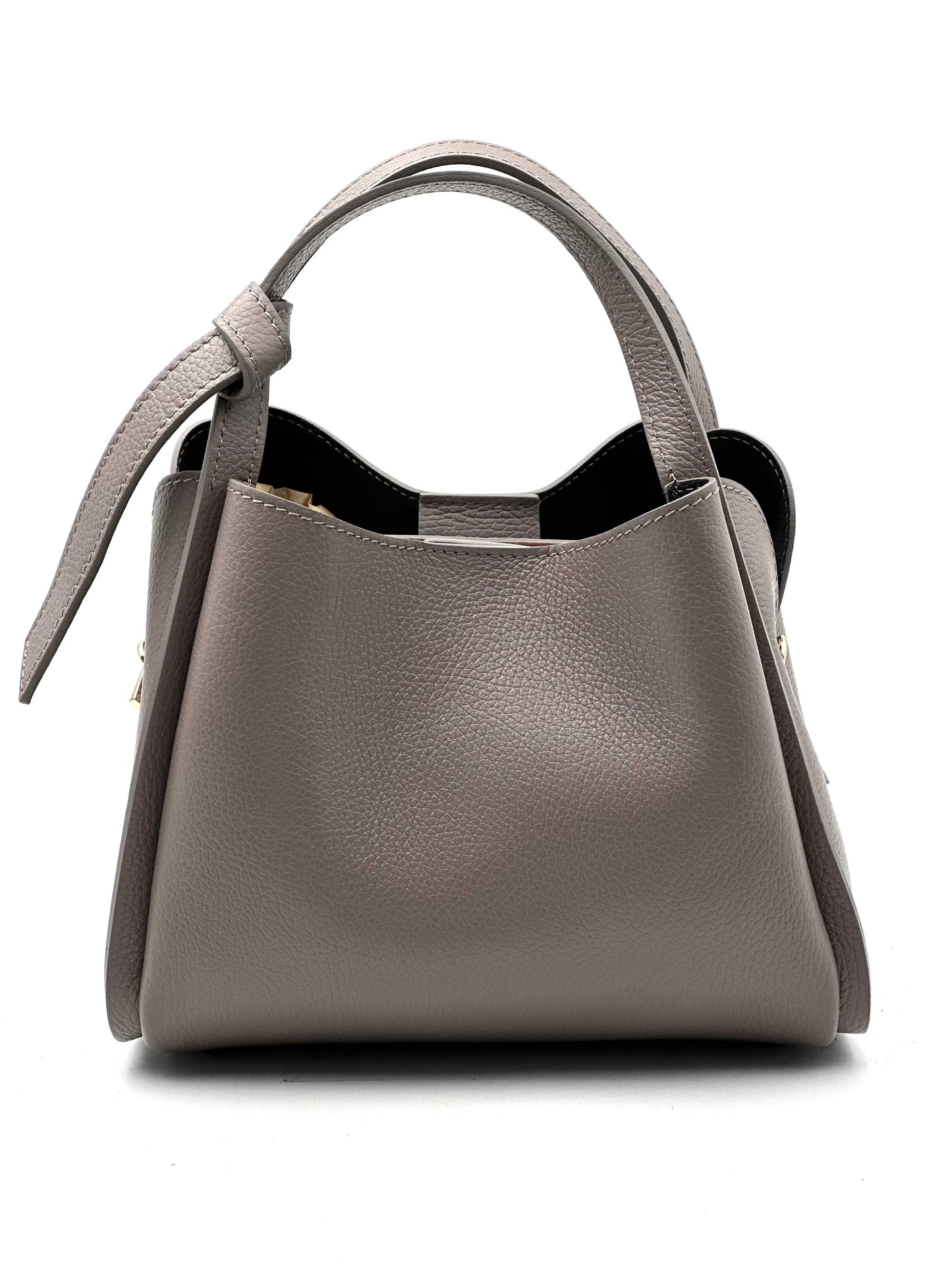 Italian Pebbled Leather Double Handle Handbag