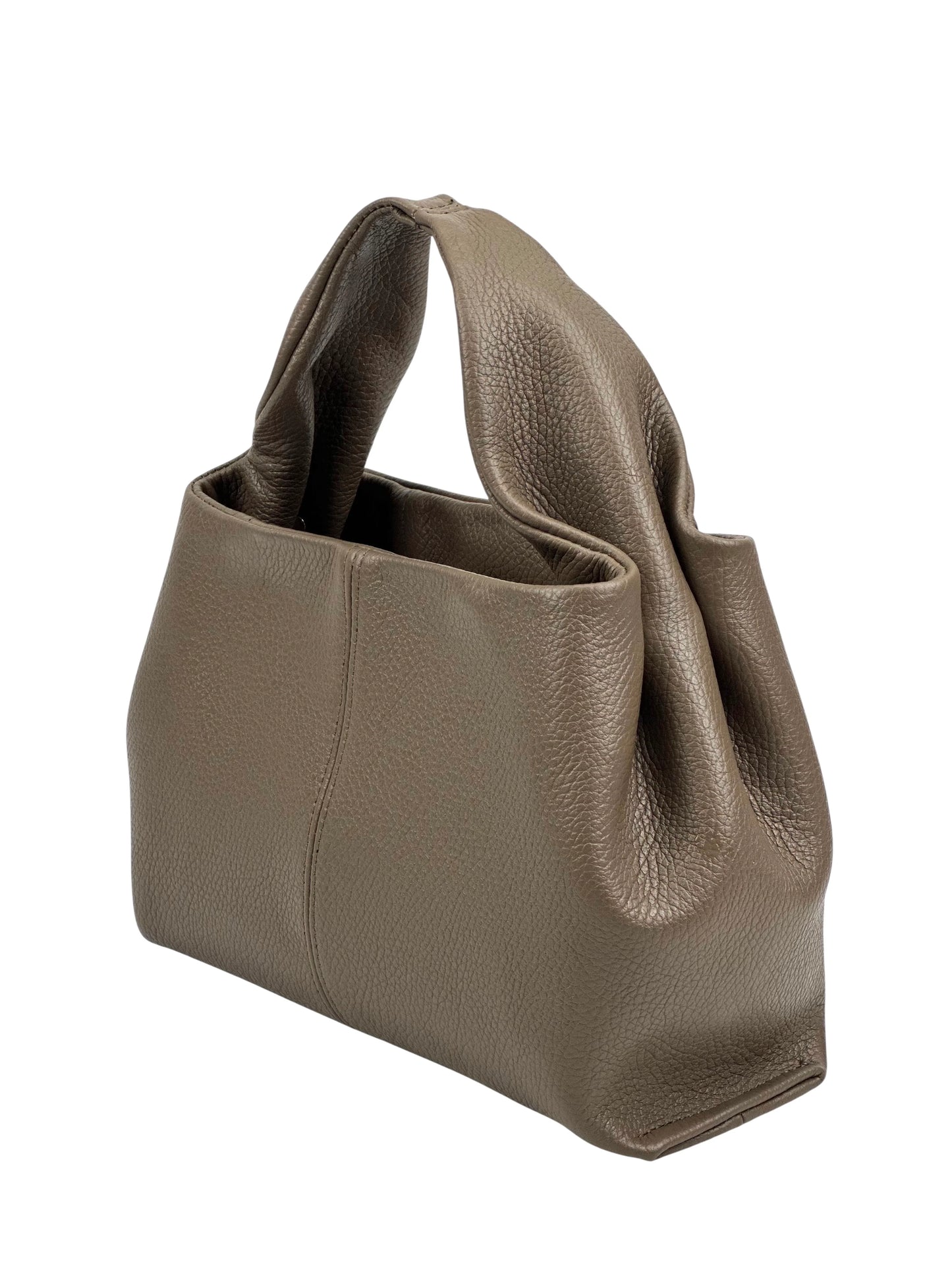 Italian Pebbled Leather Trapezoid Handbag