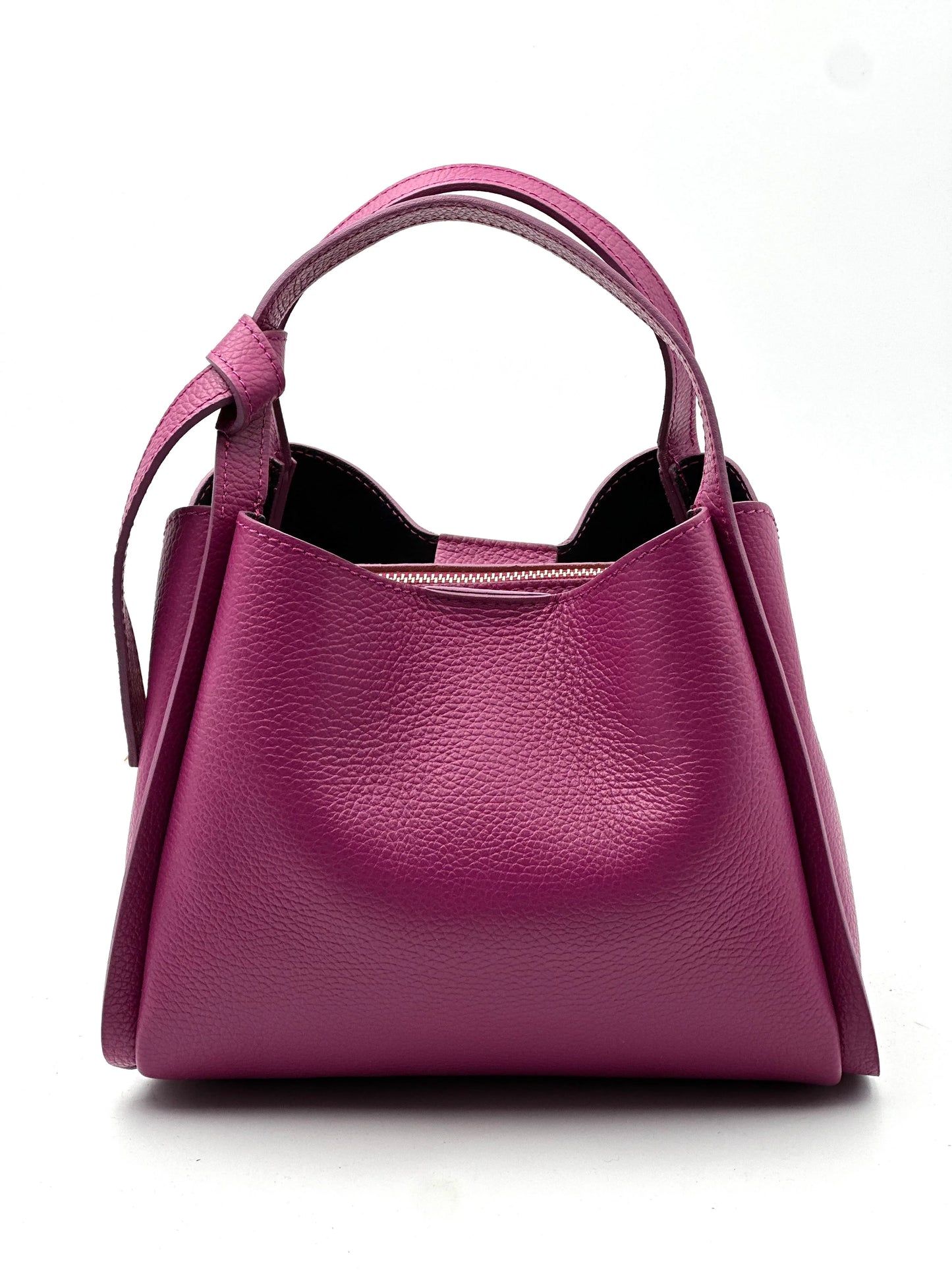 Italian Pebbled Leather Double Handle Handbag