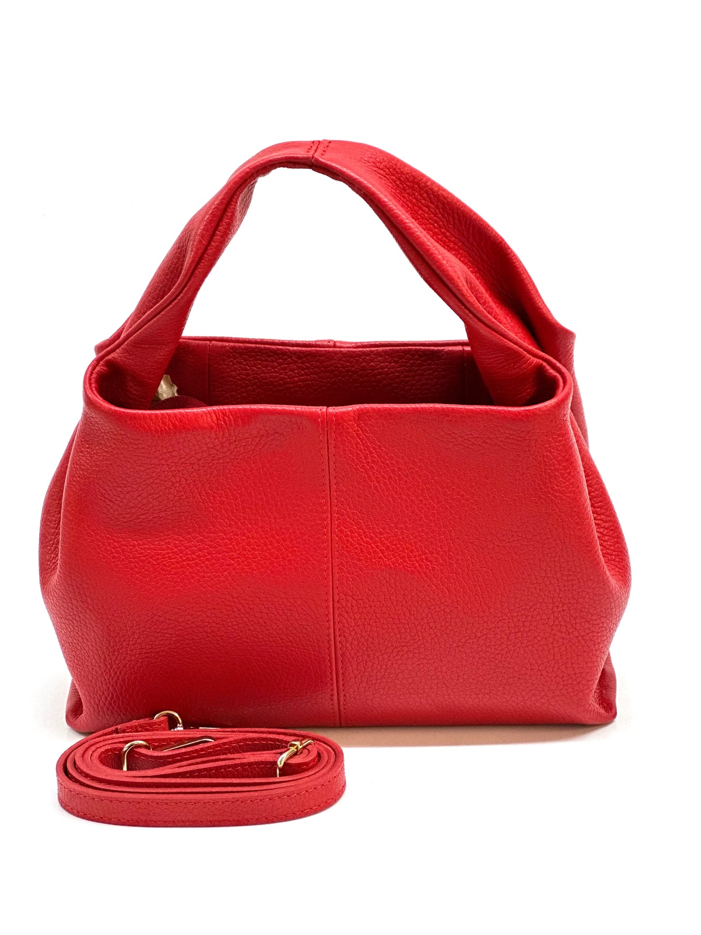 Italian Pebbled Leather Trapezoid Handbag