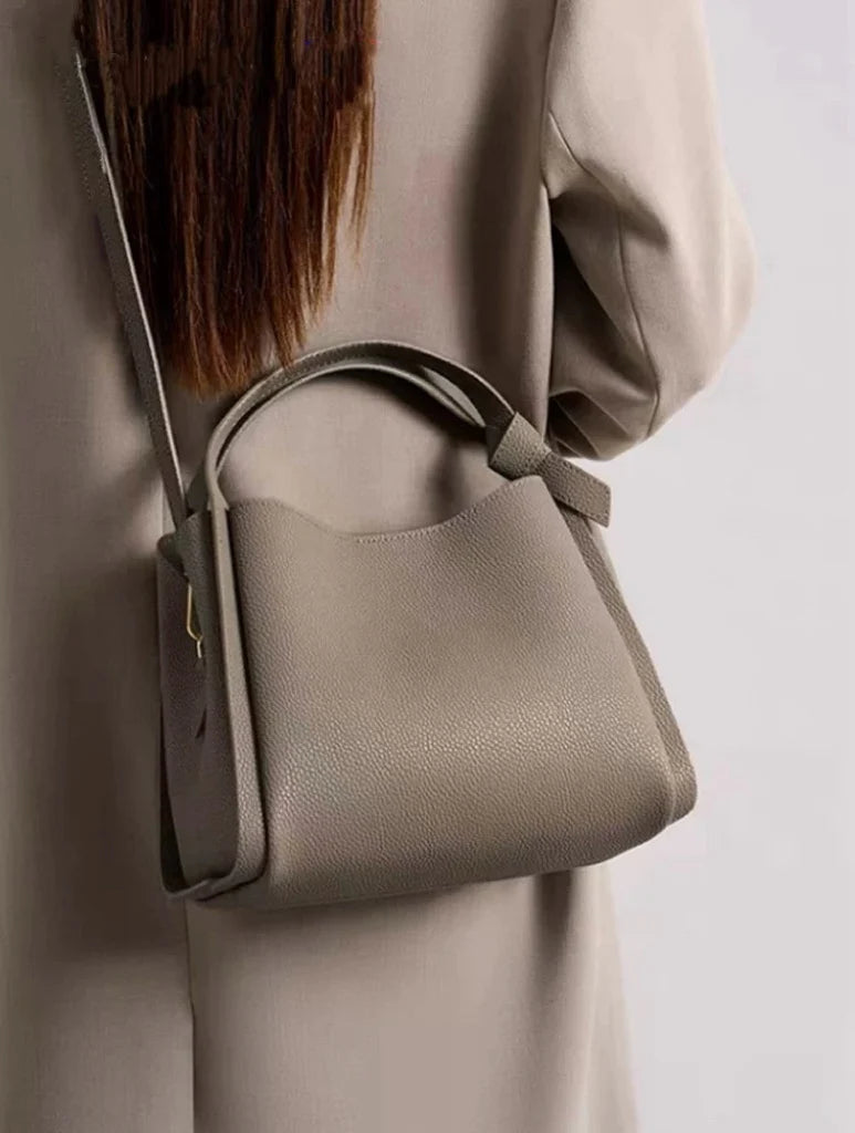 Italian Pebbled Leather Double Handle Handbag