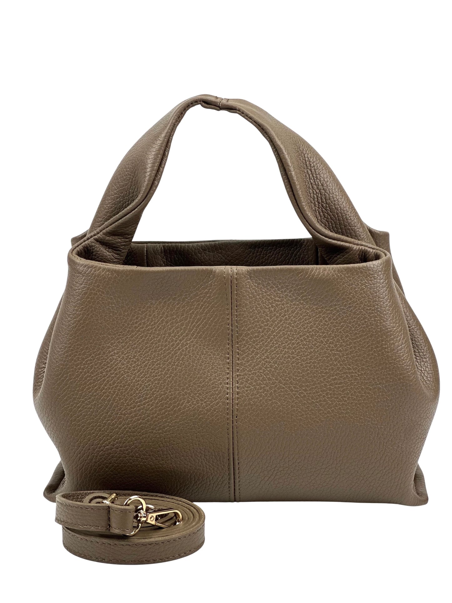 Italian Pebbled Leather Trapezoid Handbag