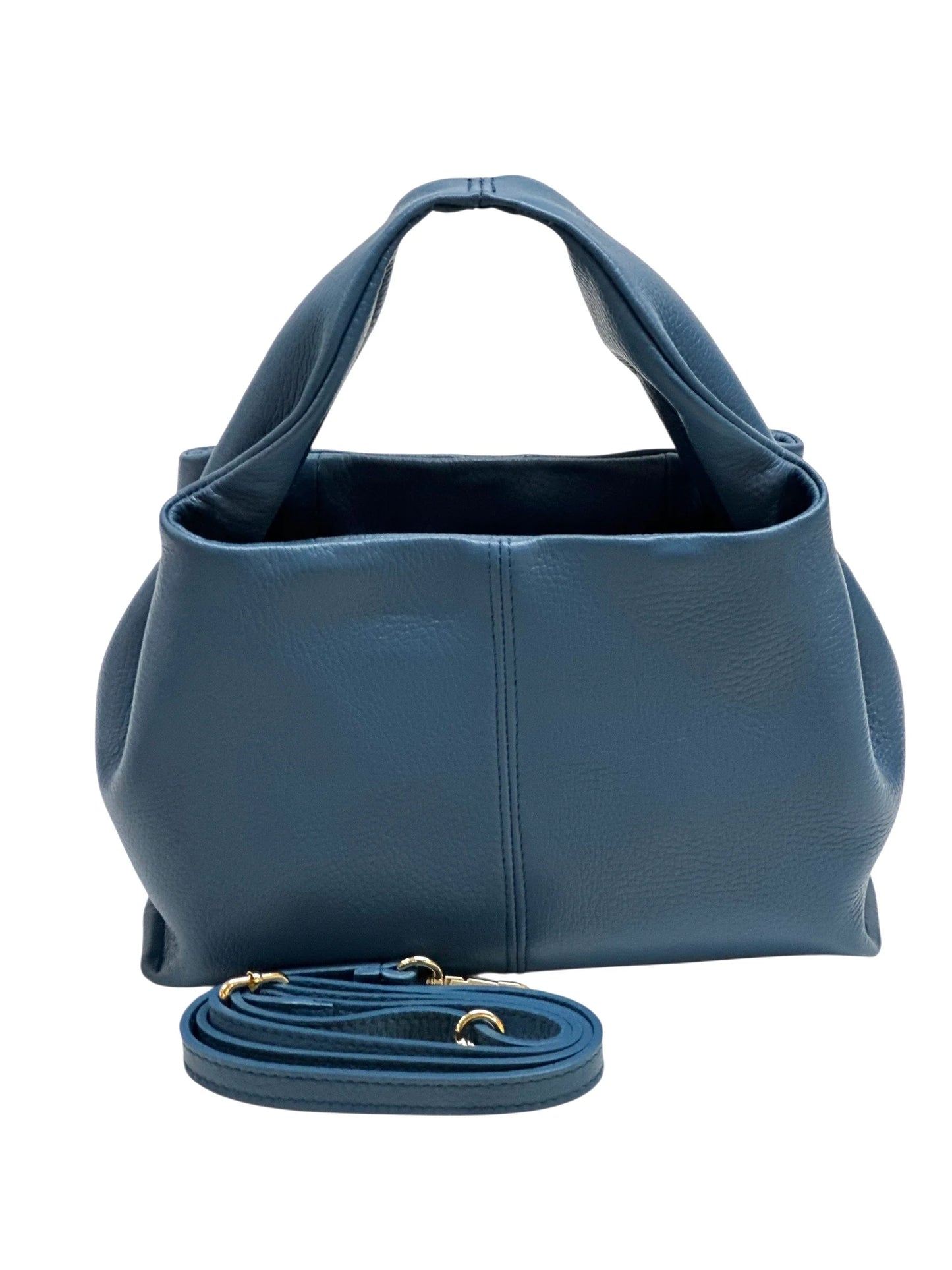Italian Pebbled Leather Trapezoid Handbag