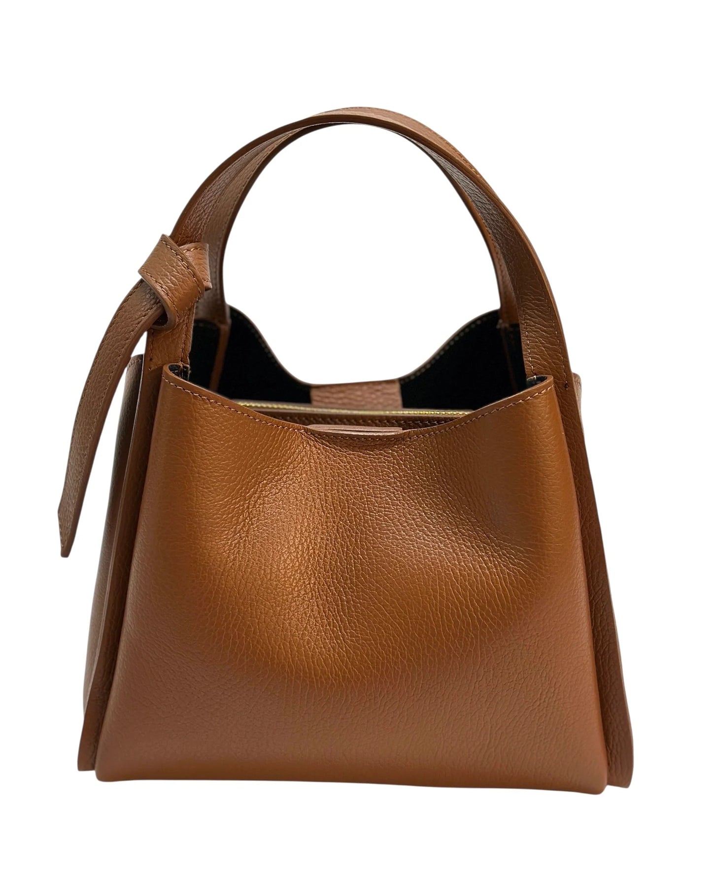 Italian Pebbled Leather Double Handle Handbag