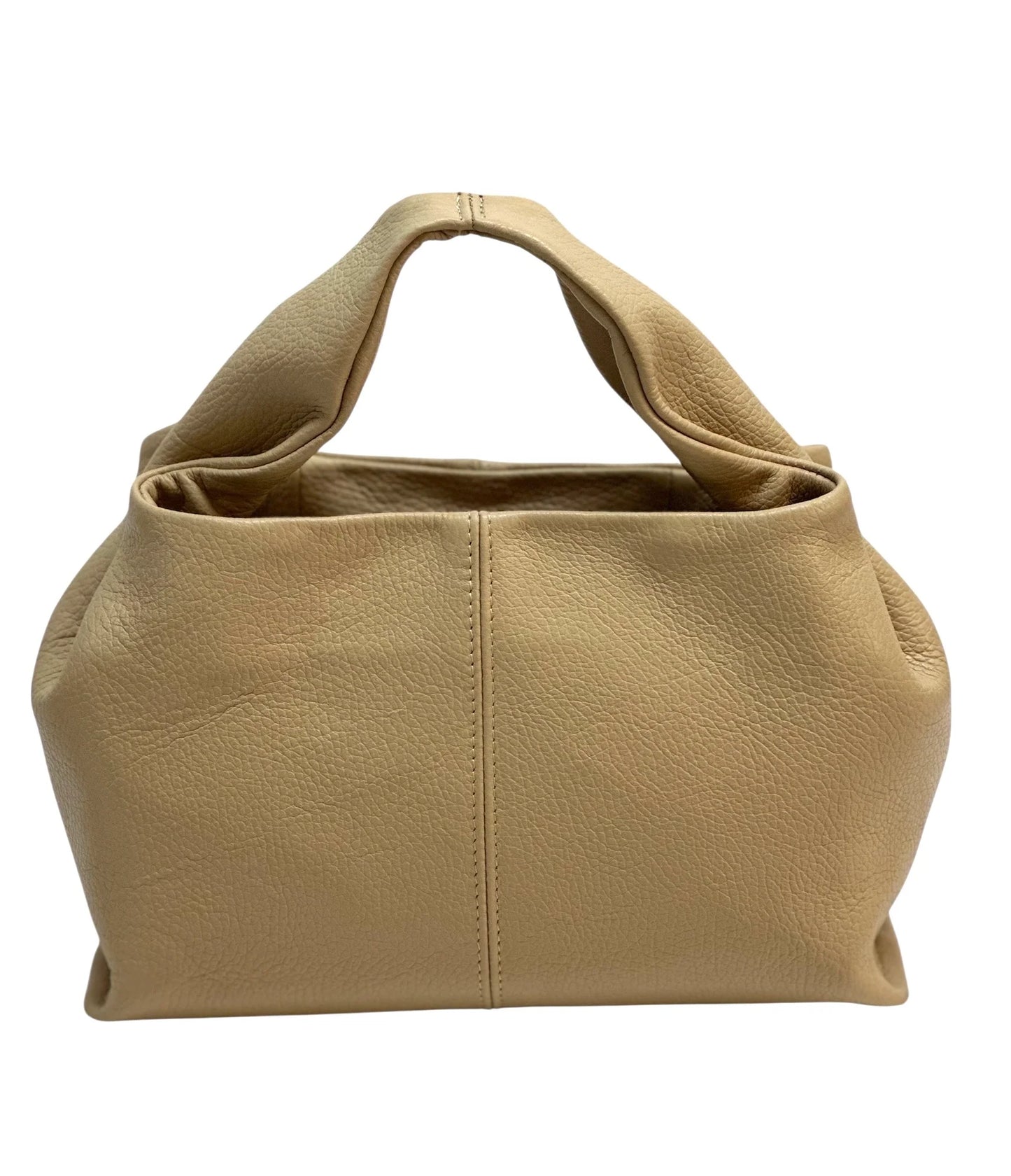 Italian Pebbled Leather Trapezoid Handbag