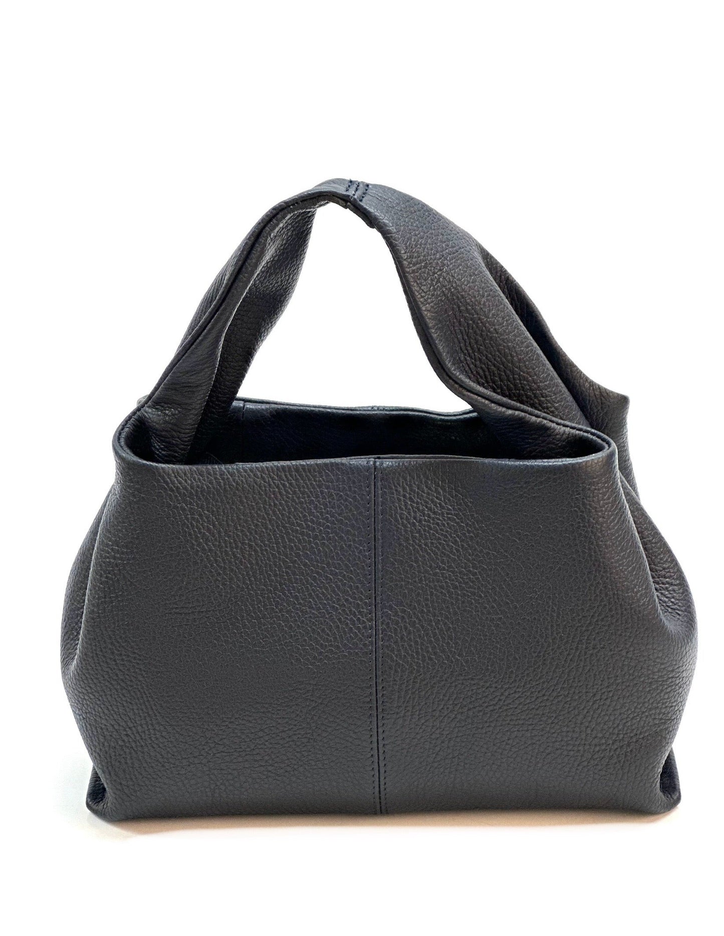 Italian Pebbled Leather Trapezoid Handbag