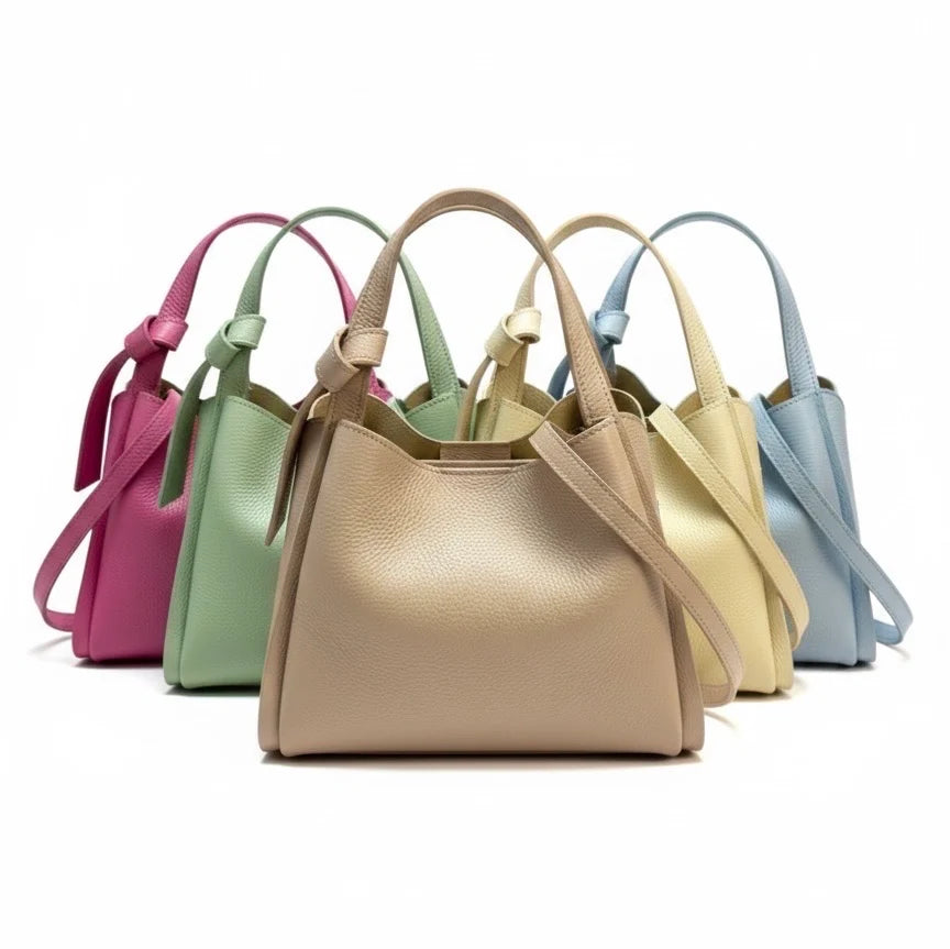Italian Pebbled Leather Double Handle Handbag