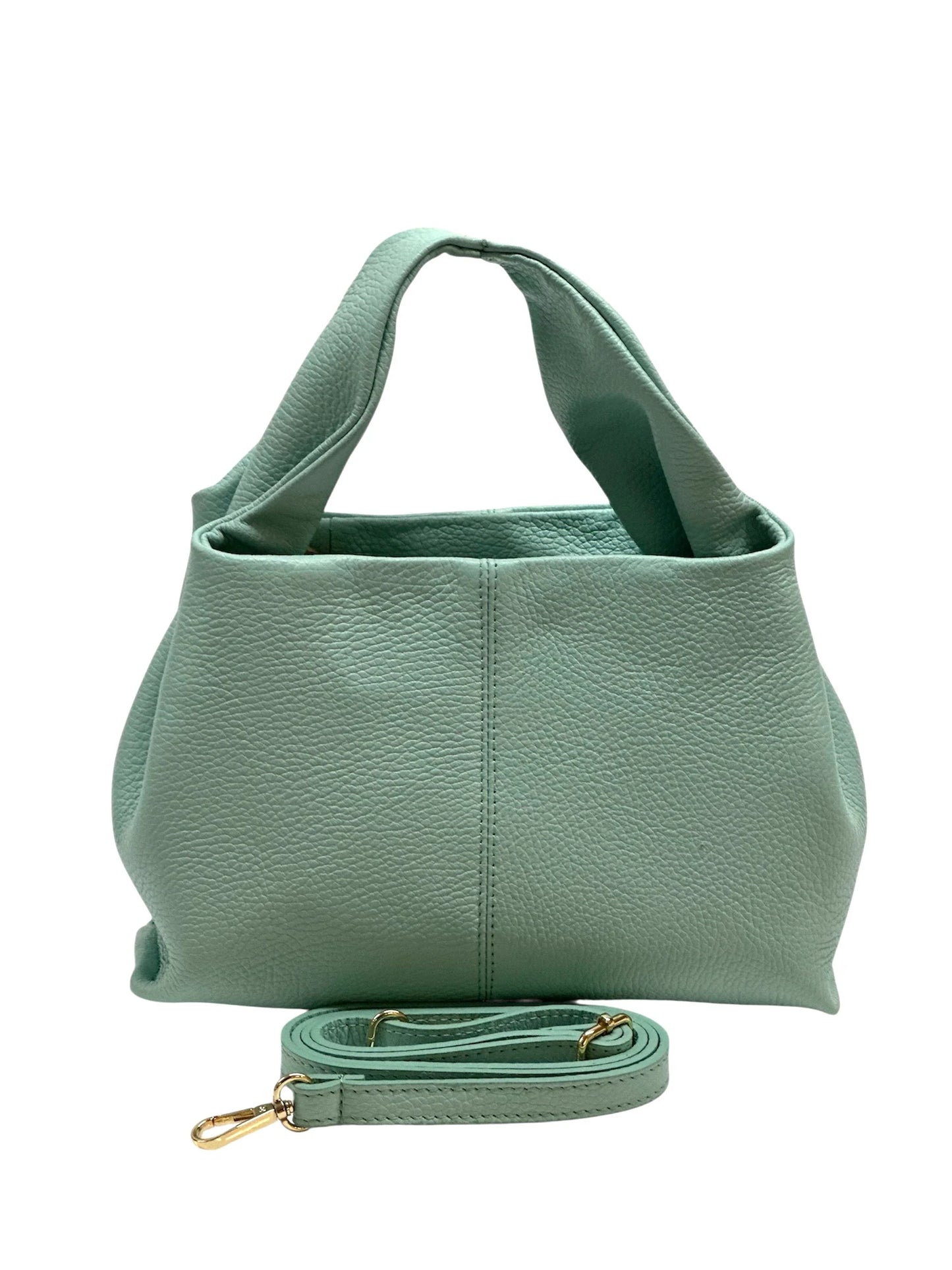 Italian Pebbled Leather Trapezoid Handbag