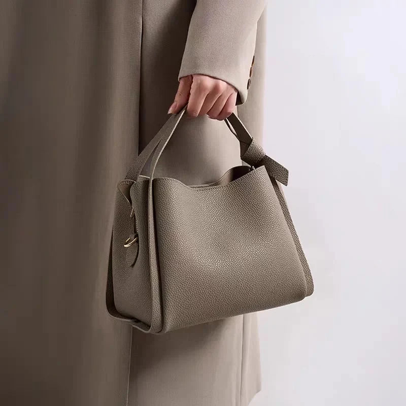 Italian Pebbled Leather Double Handle Handbag
