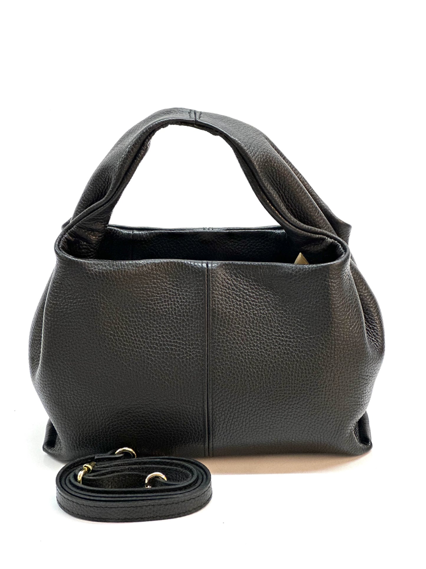 Italian Pebbled Leather Trapezoid Handbag