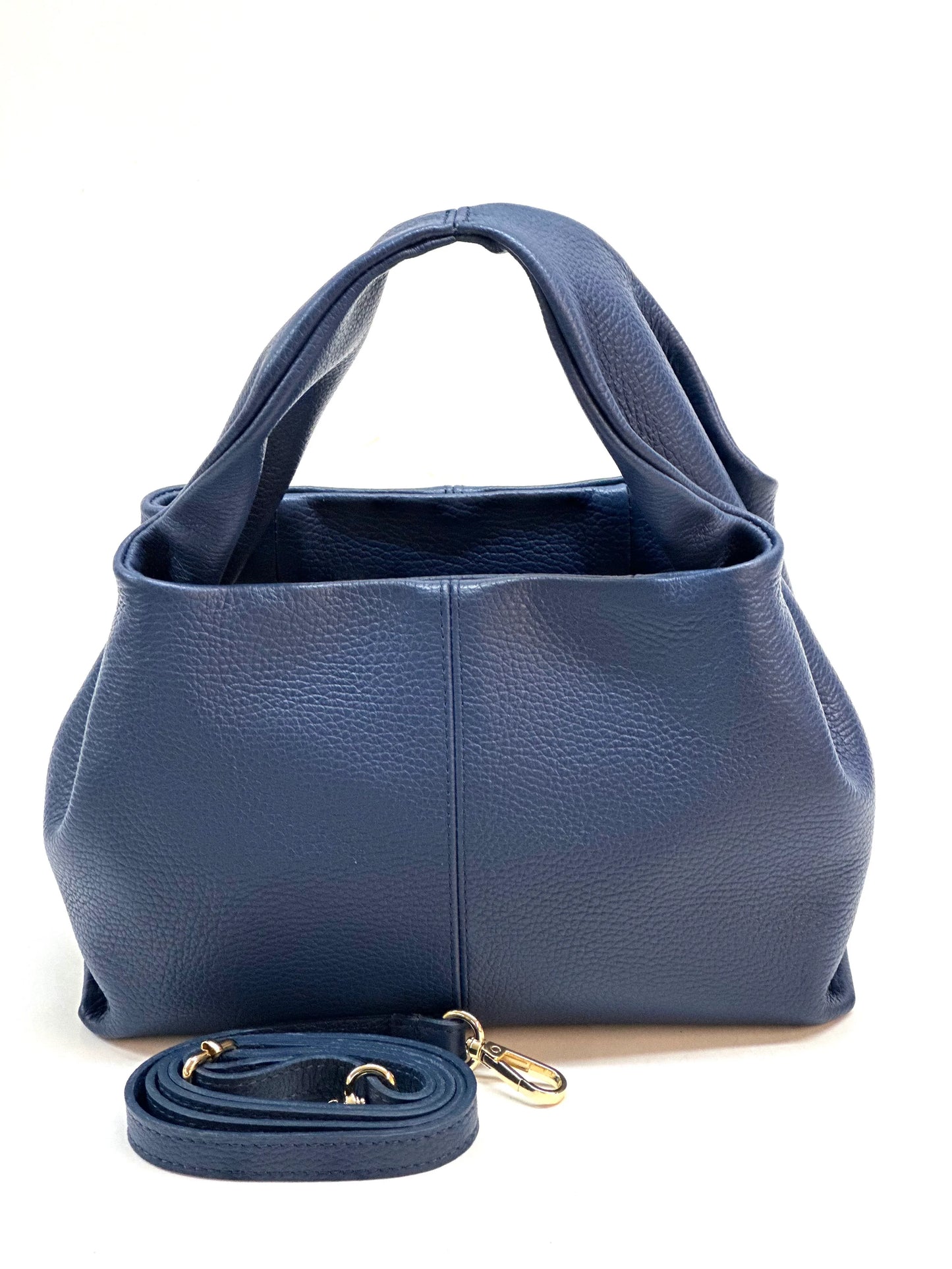 Italian Pebbled Leather Trapezoid Handbag