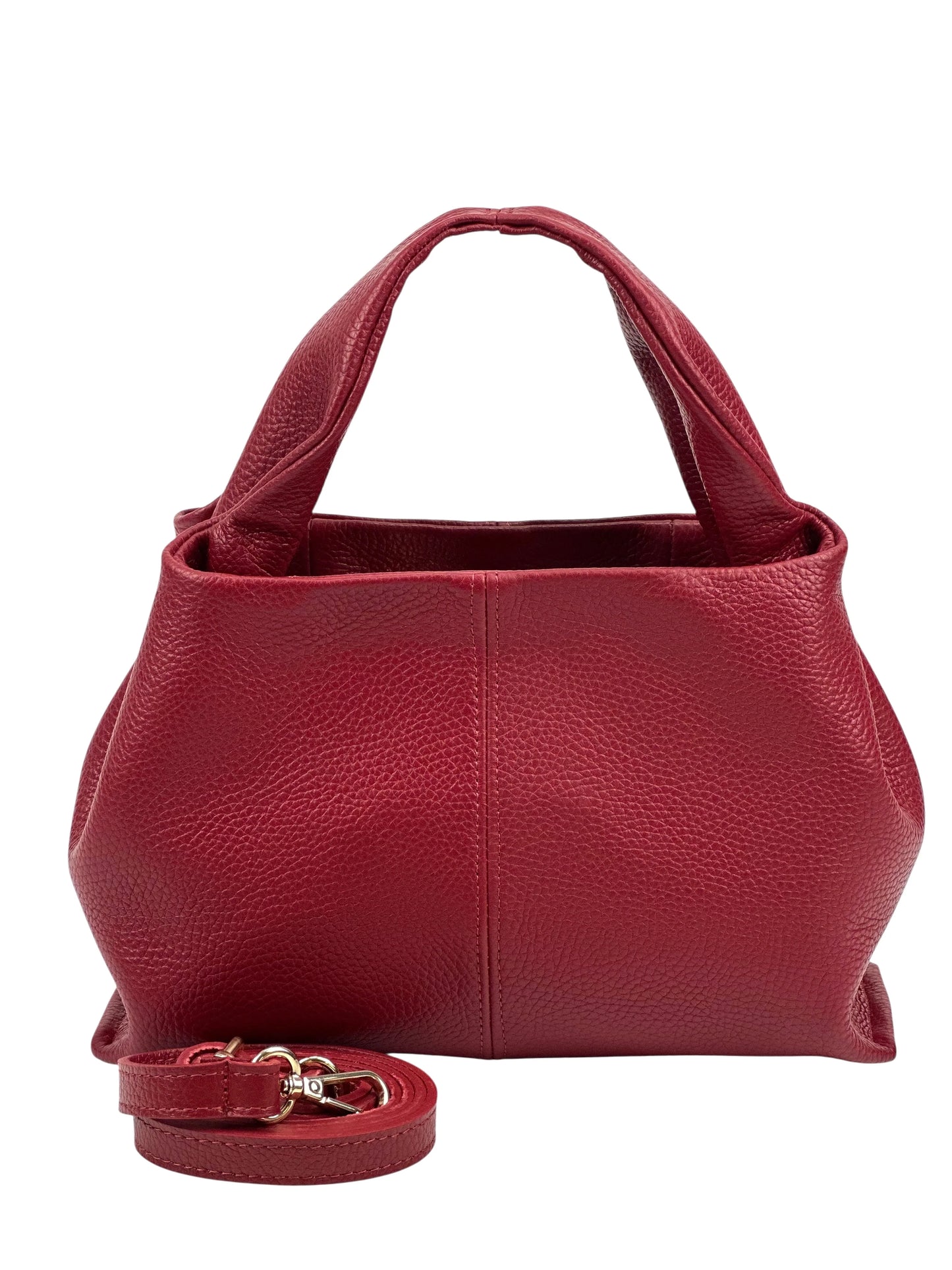 Italian Pebbled Leather Trapezoid Handbag