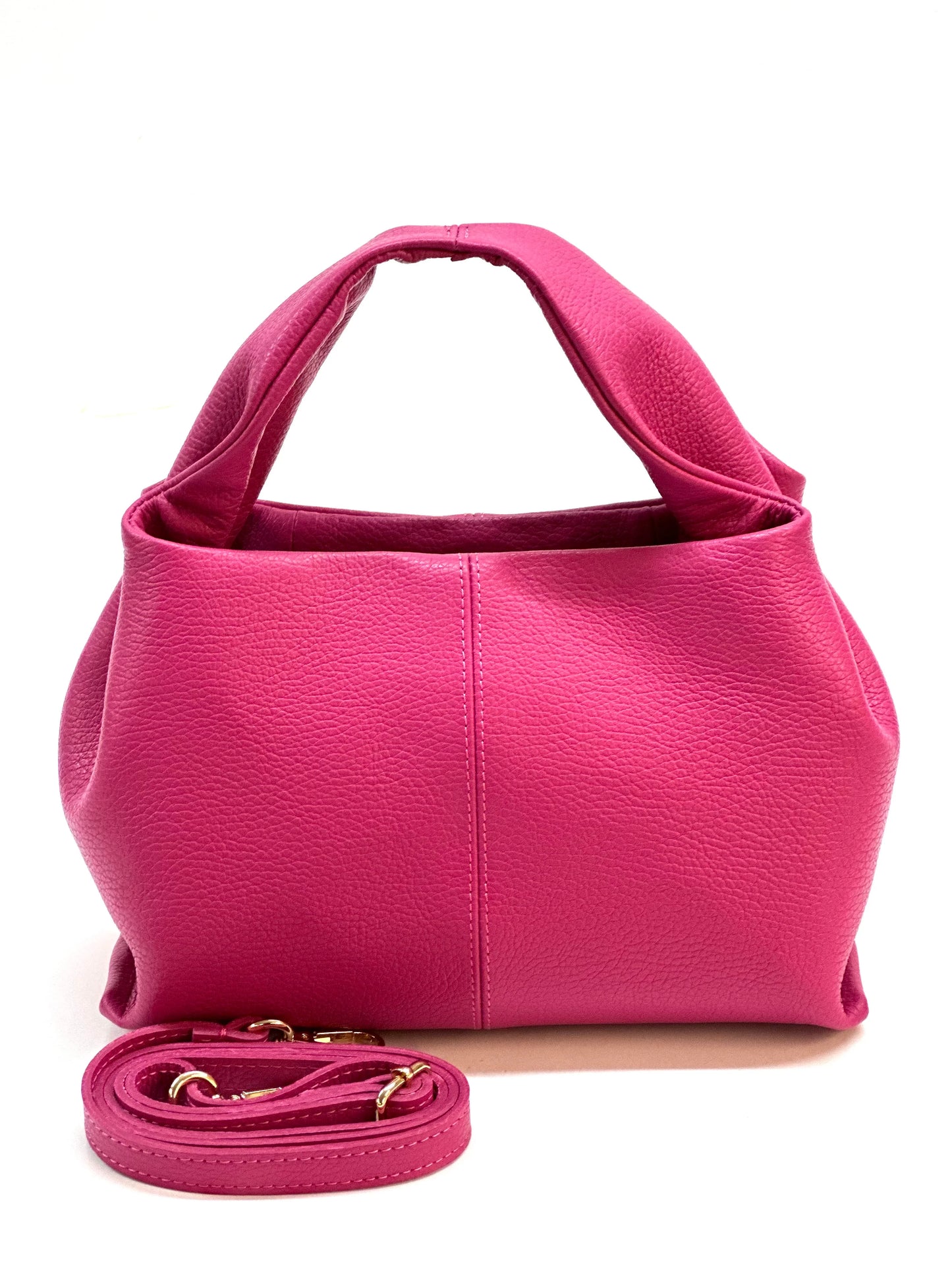 Italian Pebbled Leather Trapezoid Handbag