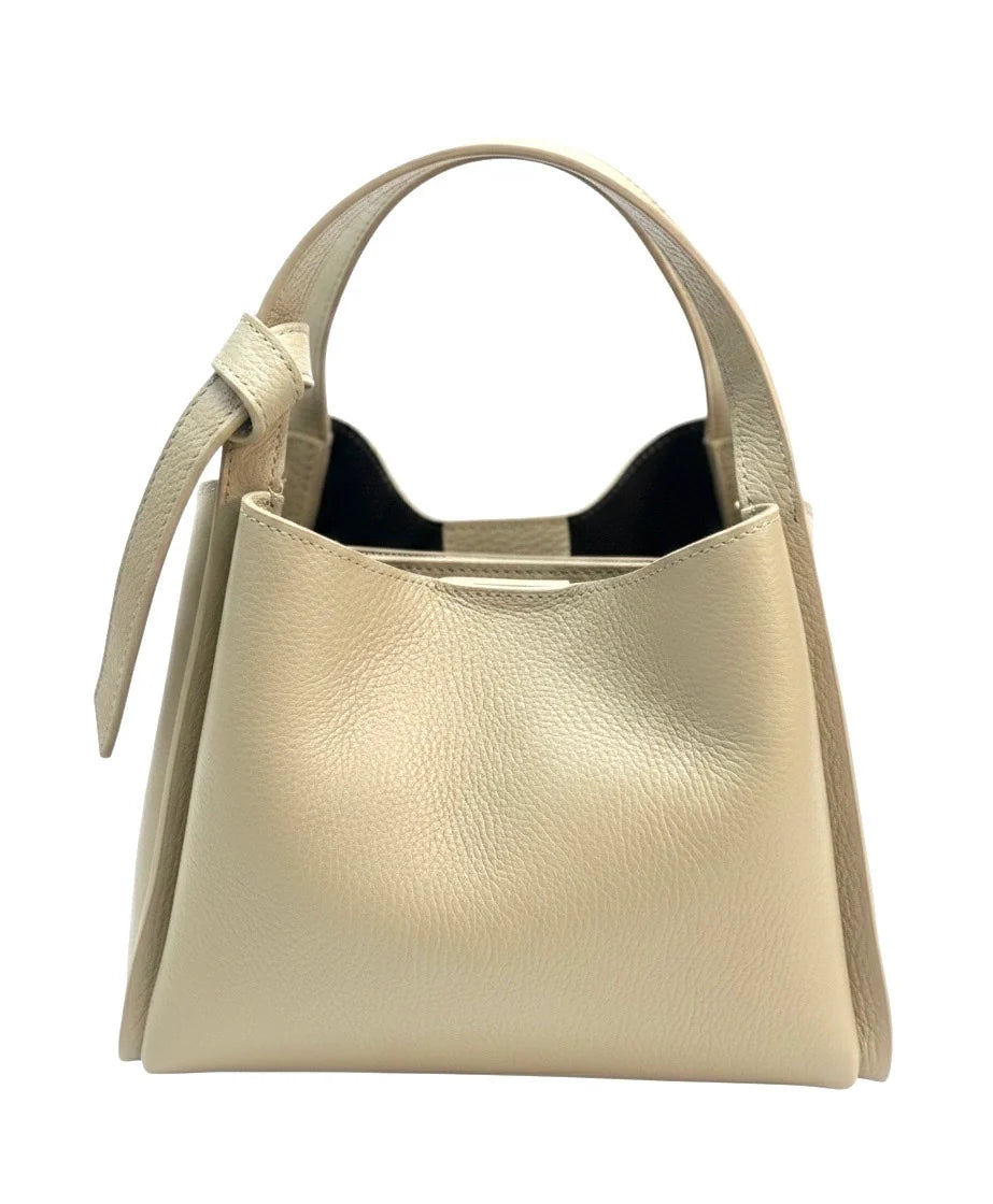 Italian Pebbled Leather Double Handle Handbag